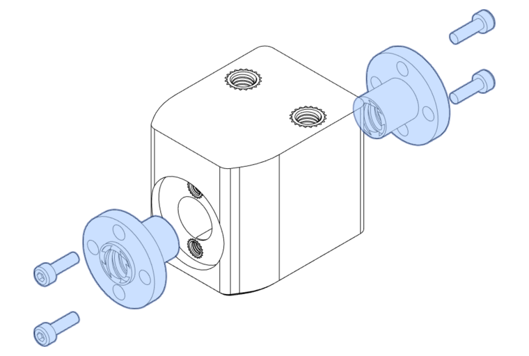 Fasten the Brass lead-screw nuts on either side of the Z Axis Anti Backlash Nut using M3x8mm SHCS